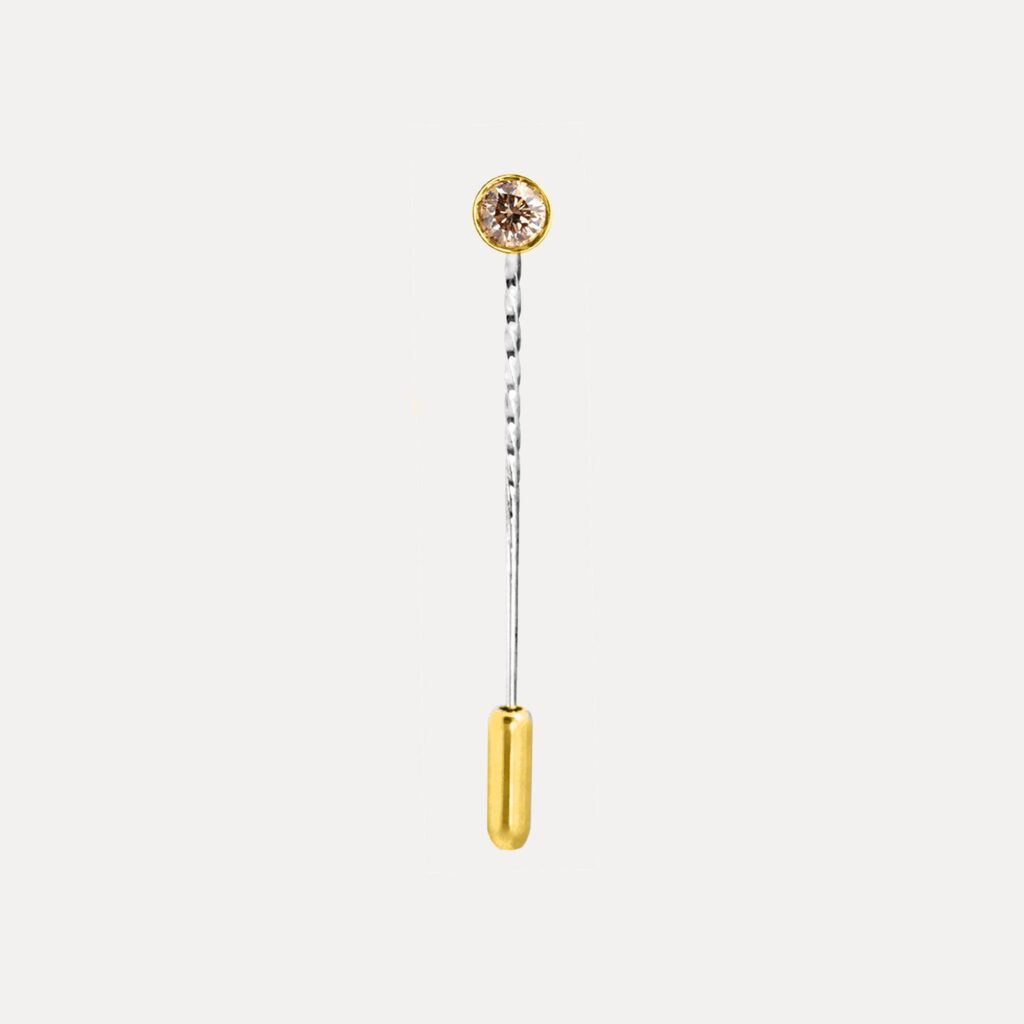 Cognac Diamond Mens Tie pin