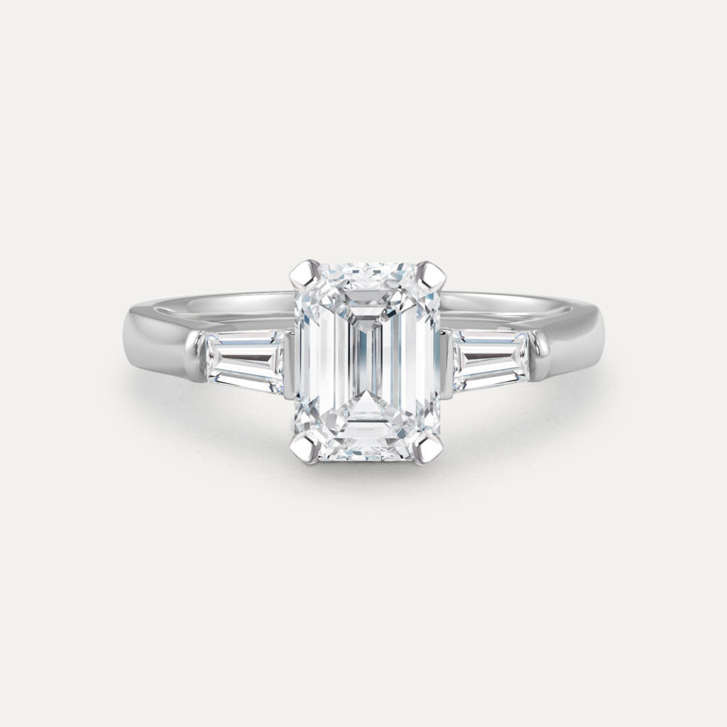 Emerald Cut Trilogy Engagement Ring