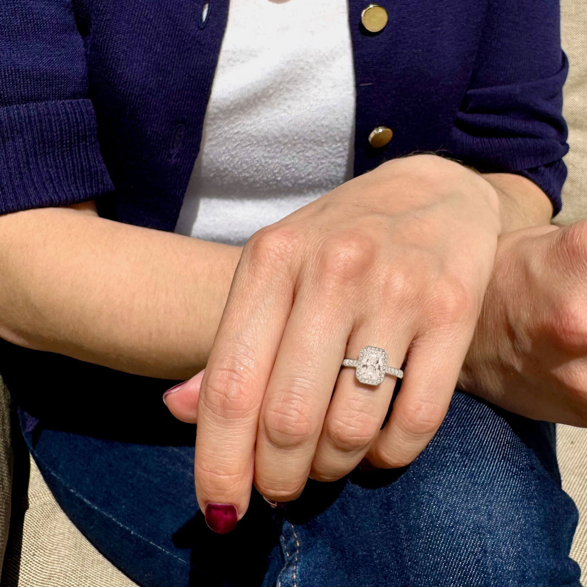 The Knightsbridge Radiant Ring – Radiant Cut Halo Engagement Ring - Image 2