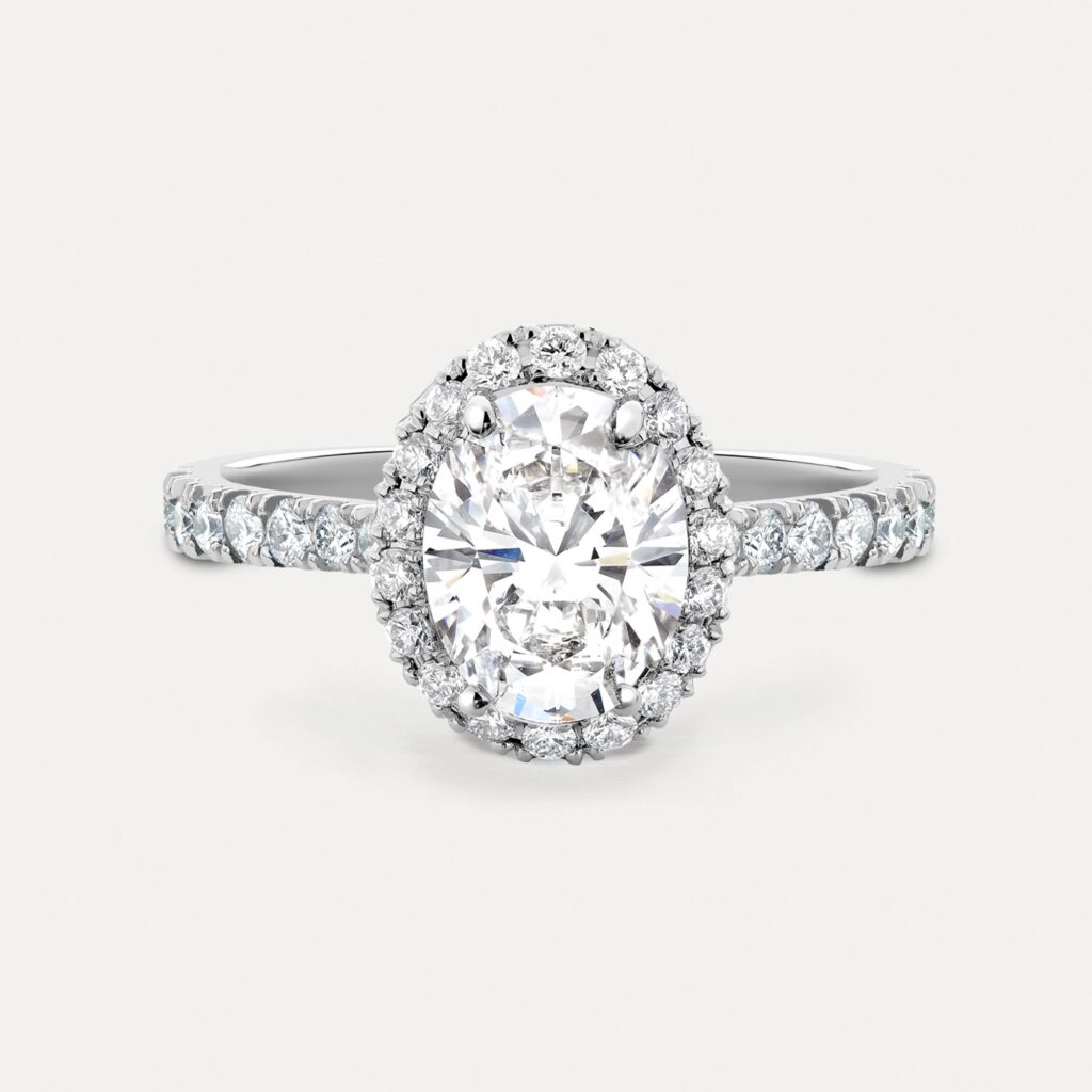 Oval Halo Engagement Ring front view