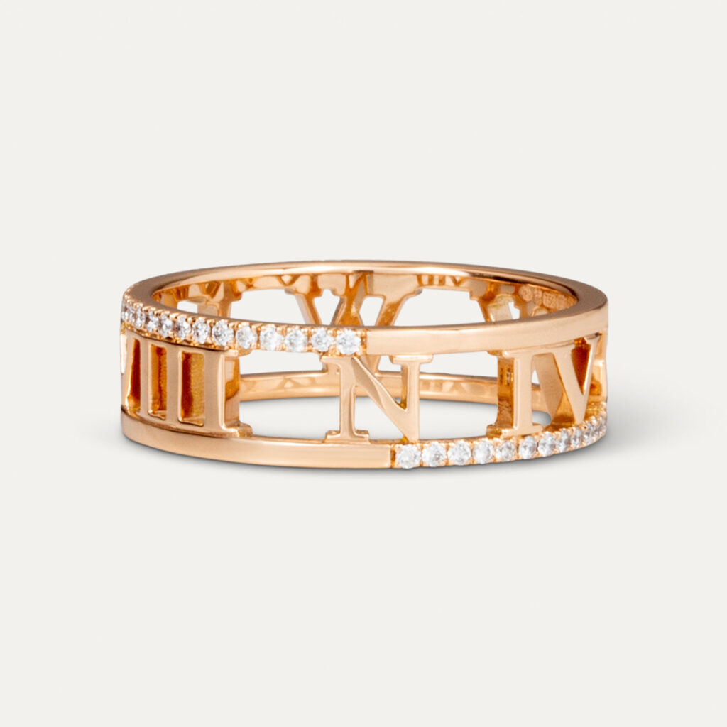 Roman Numeral Date Full Hoop Ring