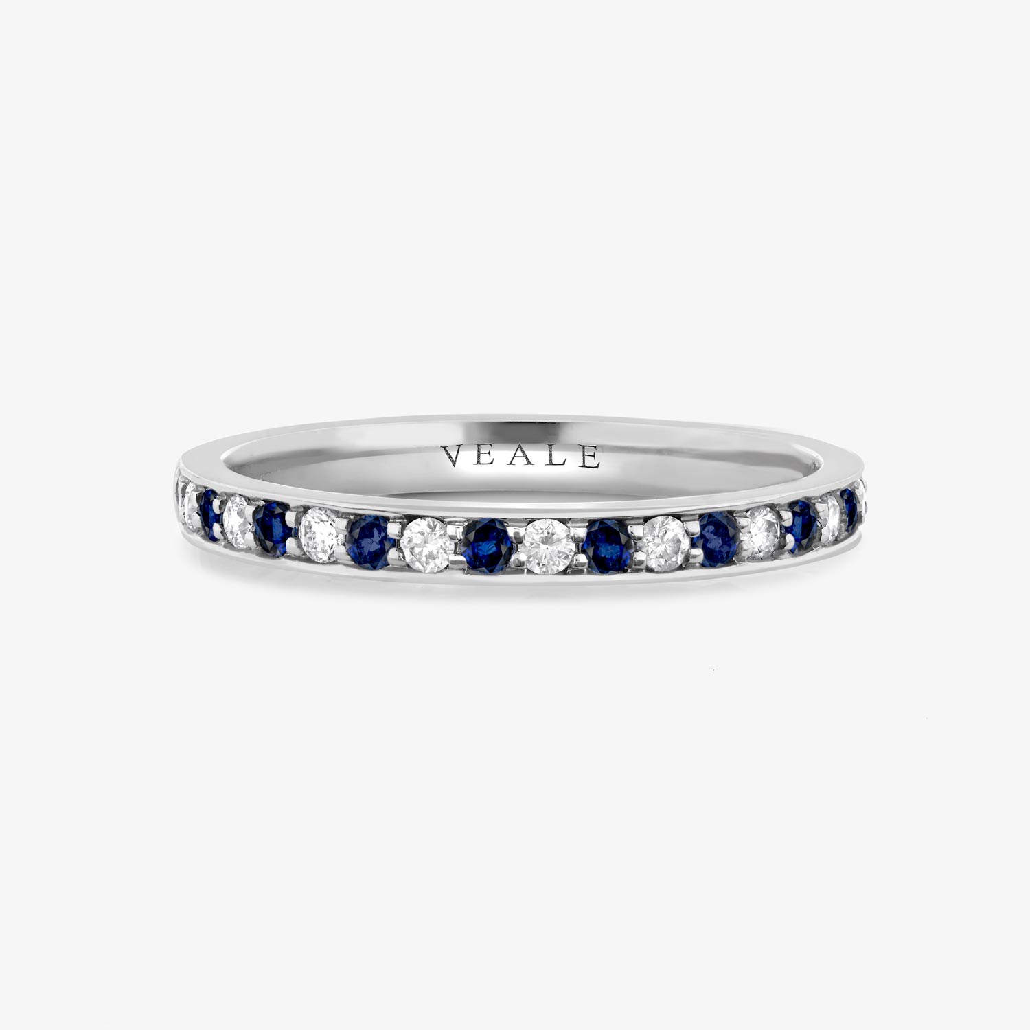 Velvet Sapphire and Diamond Half Hoop Eternity Ring