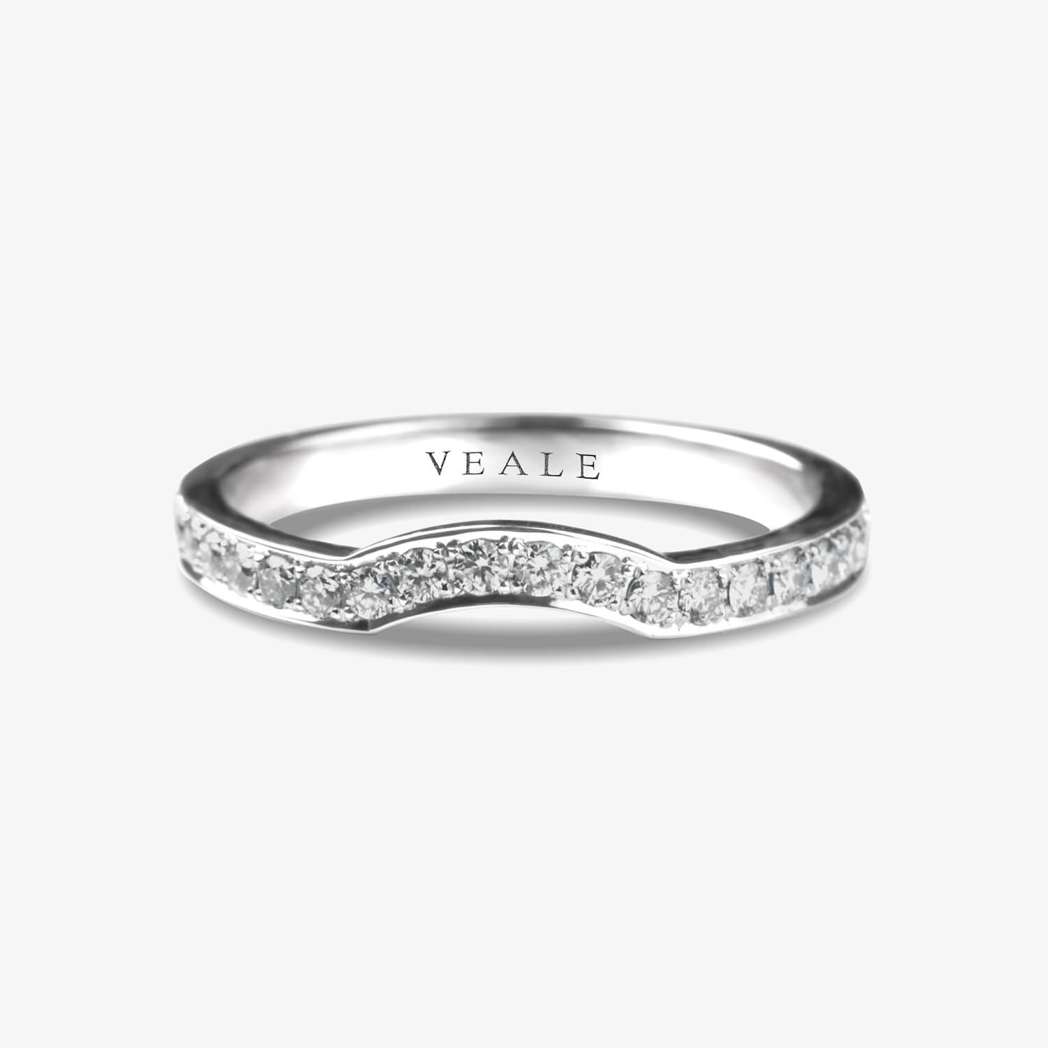 Classic Pavé Set Shaped Half Hoop Diamond Wedding Ring