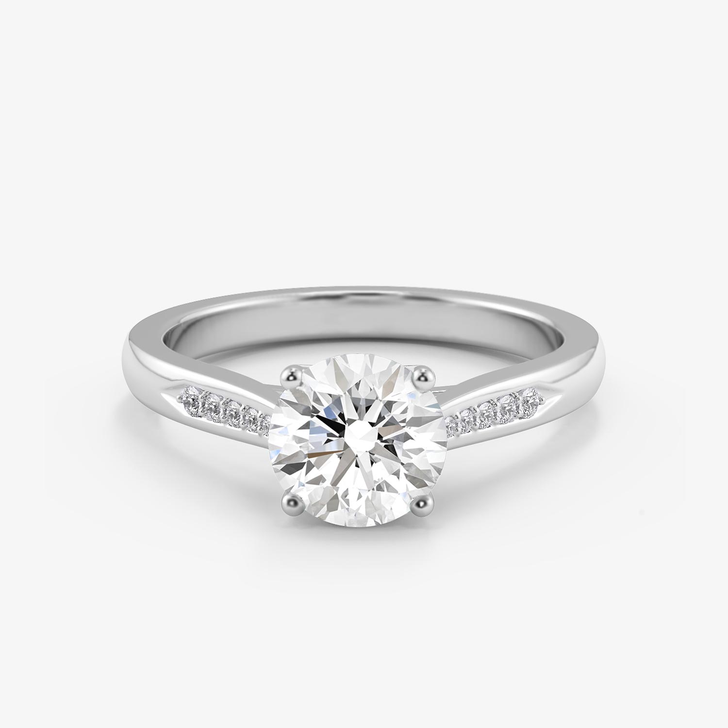 Sleek Round Brilliant Diamond Engagement Ring
