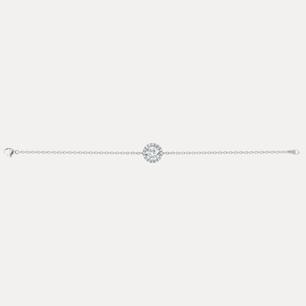 Diamond Halo bracelet set surrounded by diamonds set in platinum
