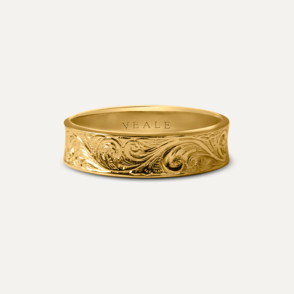 Bespoke Hand Engraved Scroll Pattern Wedding Ring