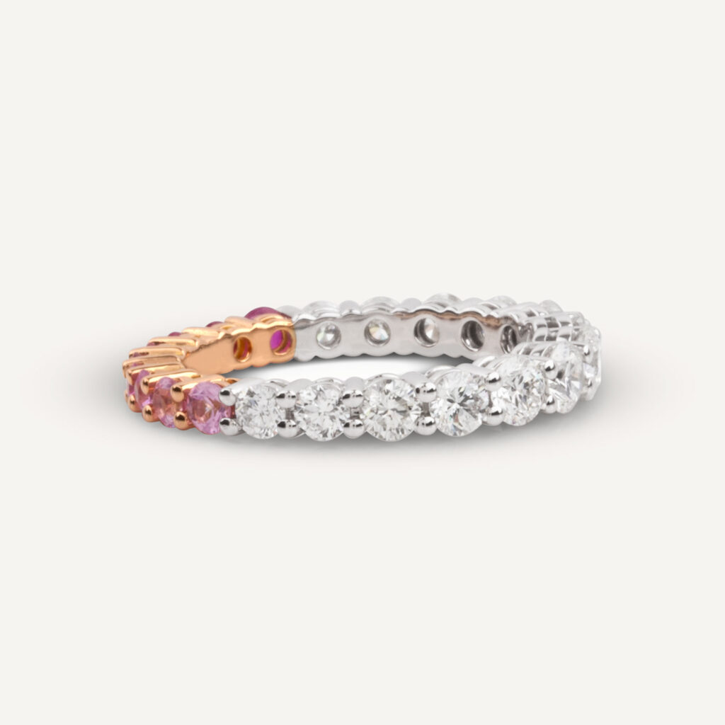 Graduated Diamond & Pink Sapphire Ombre Eternity Ring