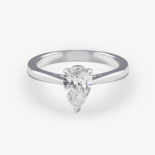 Pear cut Diamond solitaire engagement ring crafted in Platinum