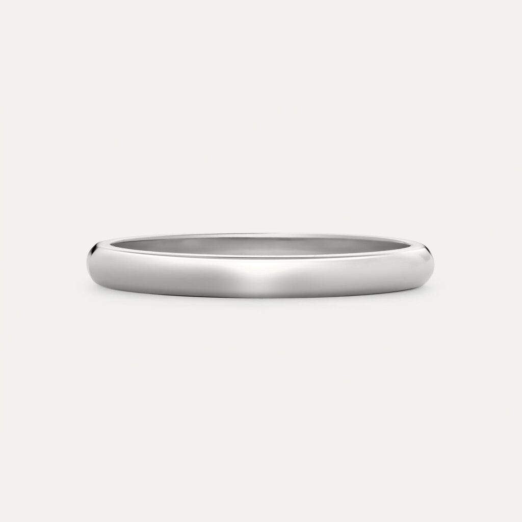 D-profile wedding ring that looks like a slim and minimalist wedding ring with no diamonds