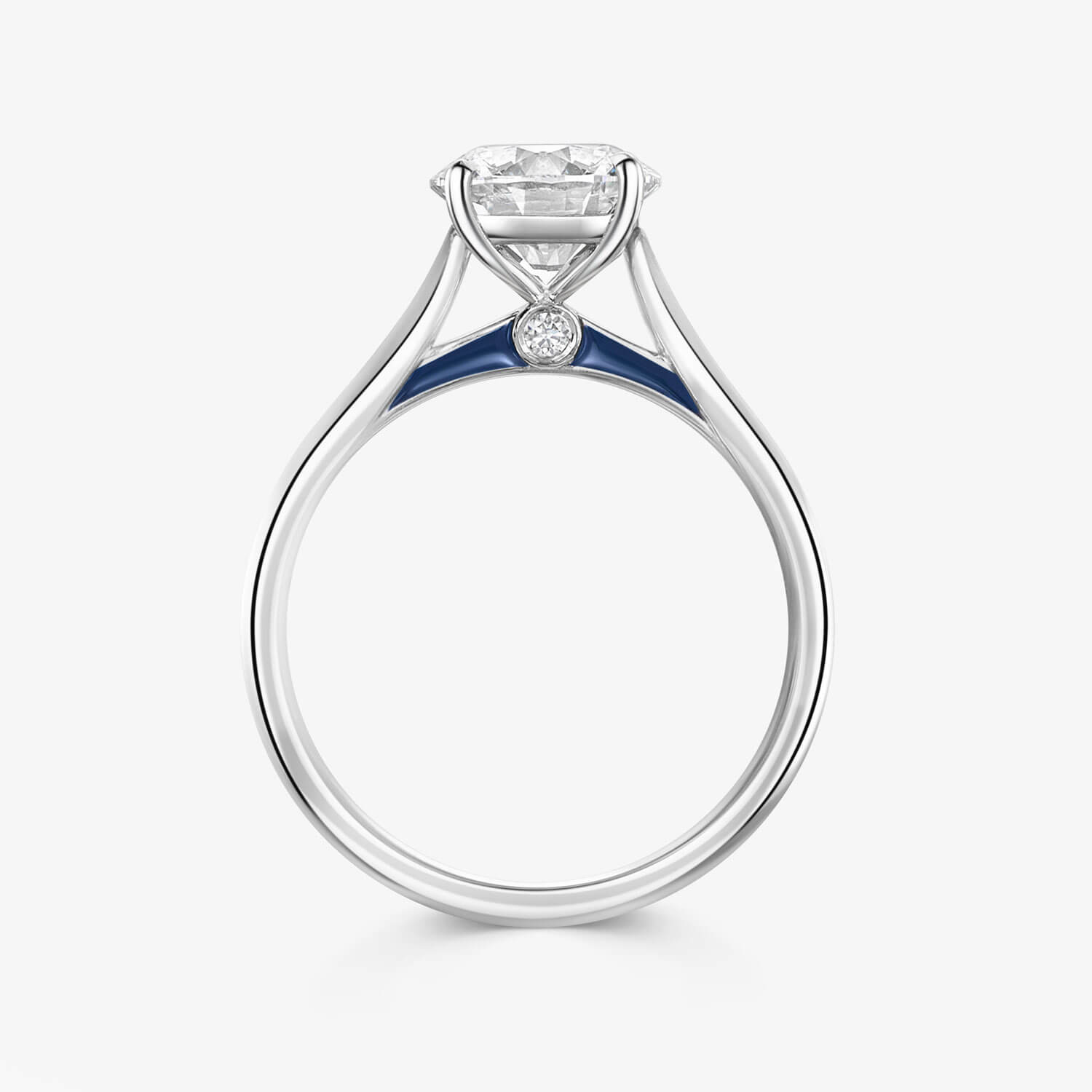 Round Brilliant Diamond Engagement Ring With Hidden Enamel