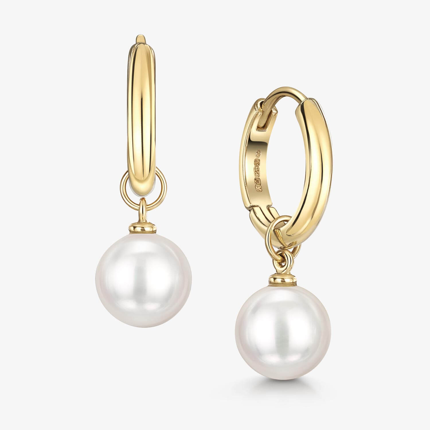 Huggie Hoop Earrings With Detachable Pearl Drop