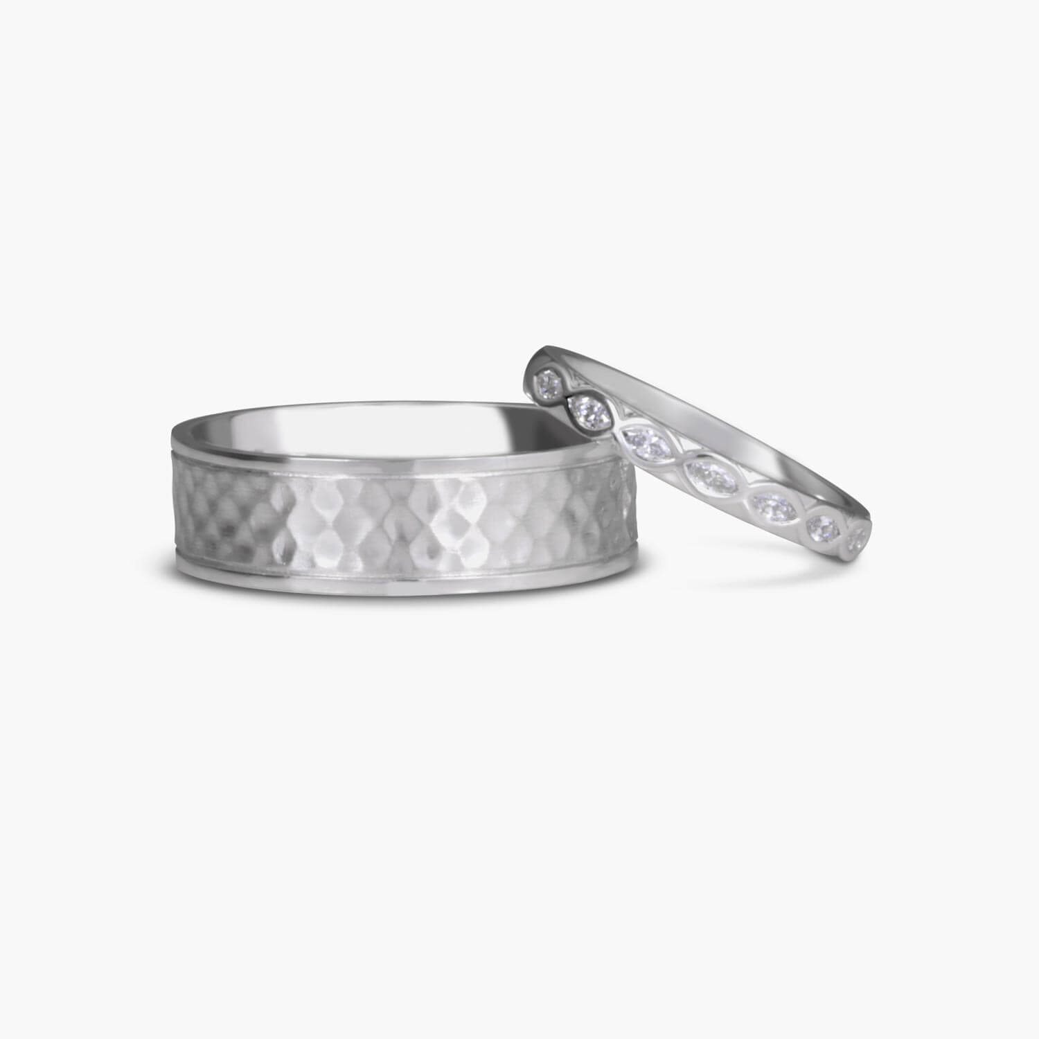 Bespoke Diamond Set Marquise Cut Half Eternity Ring