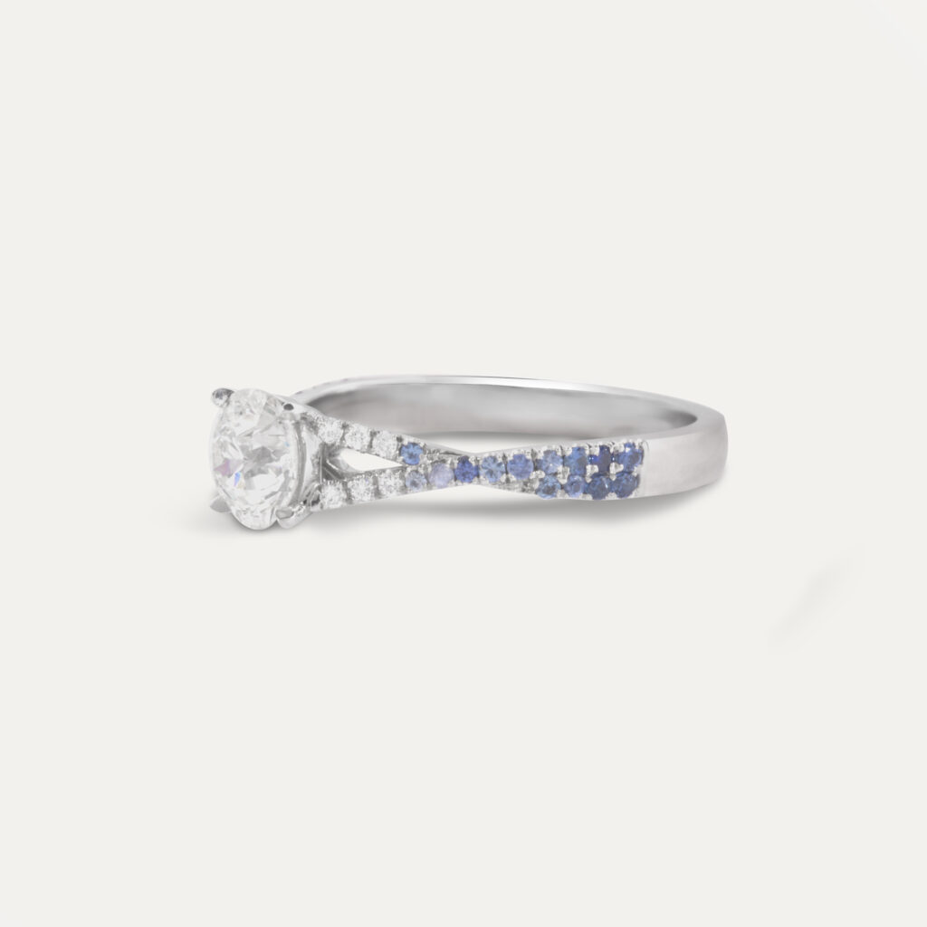Bespoke Diamond and Sapphire Graduated Engagement Ring