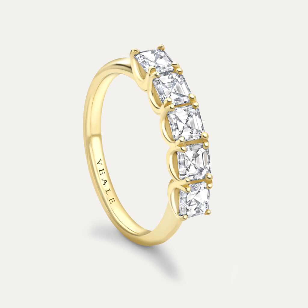 Asscher Cut  Five Stone Diamond Ring
