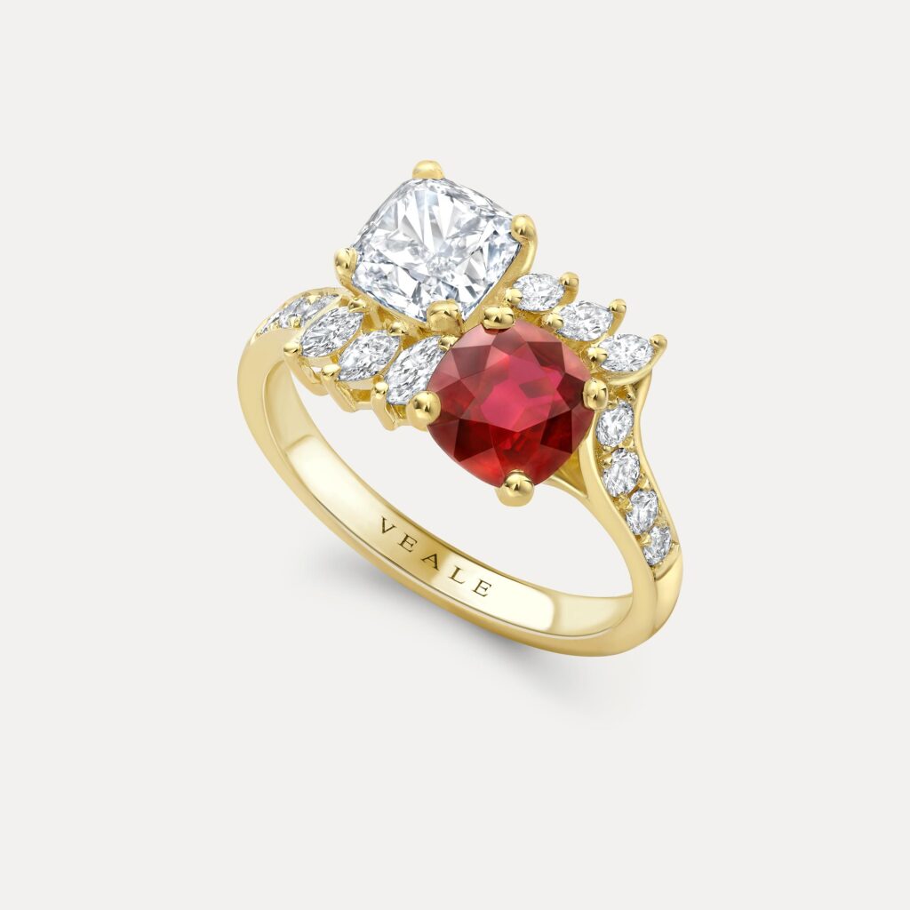Bespoke Mozambique Ruby and Diamond Engagement Ring