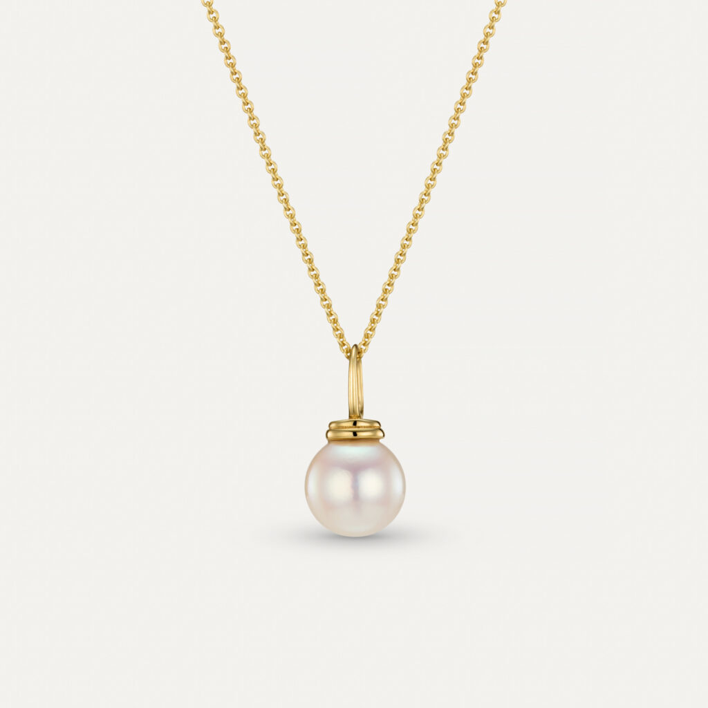 9-carat gold Fine Gold Chain Necklace with simple pearl drop