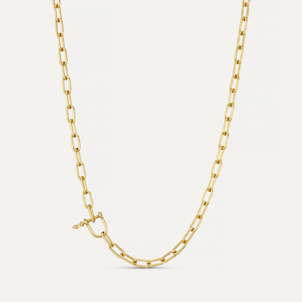 Salcombe chunky gold chain necklace with mini shackle