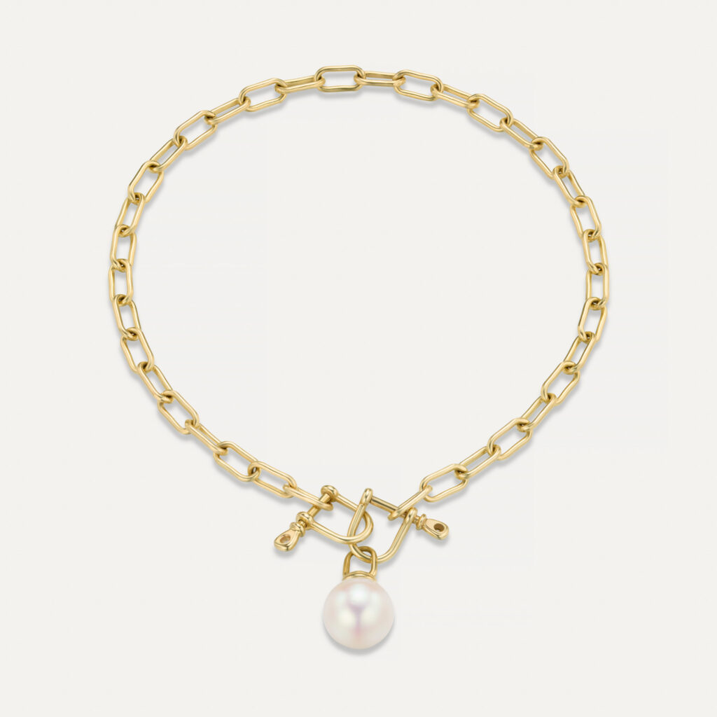 Salcombe Chunky Chain Bracelet with single pearl charm